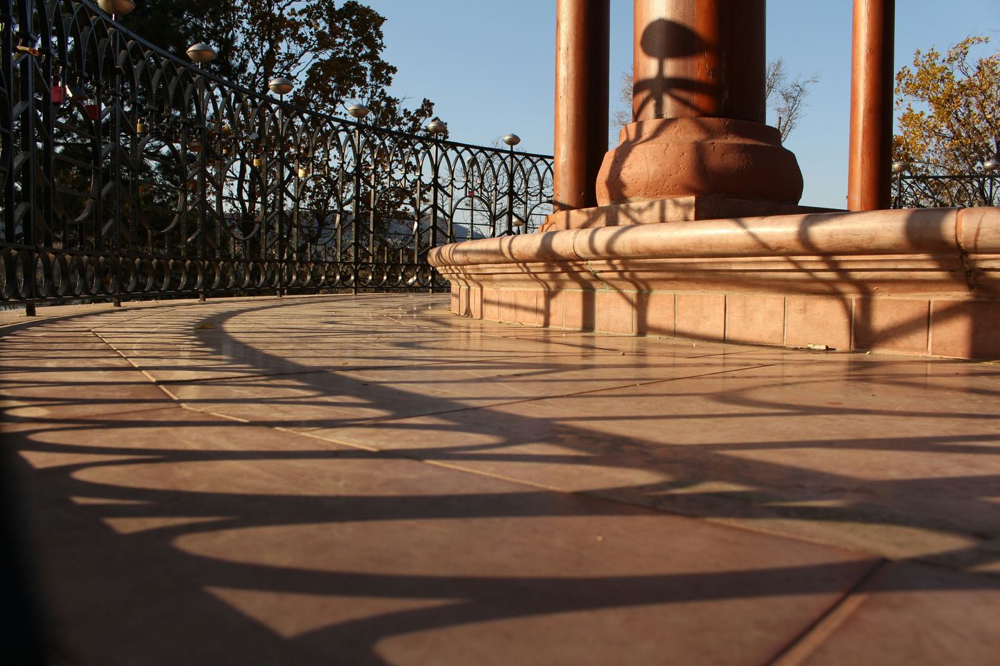 Stamped concrete plaza surface
